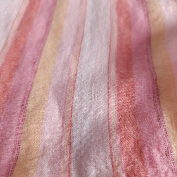 Gap Linen Tunic Womens Large Pink Striped V Neck Popover Coastal Beachwear - Picture 8 of 12